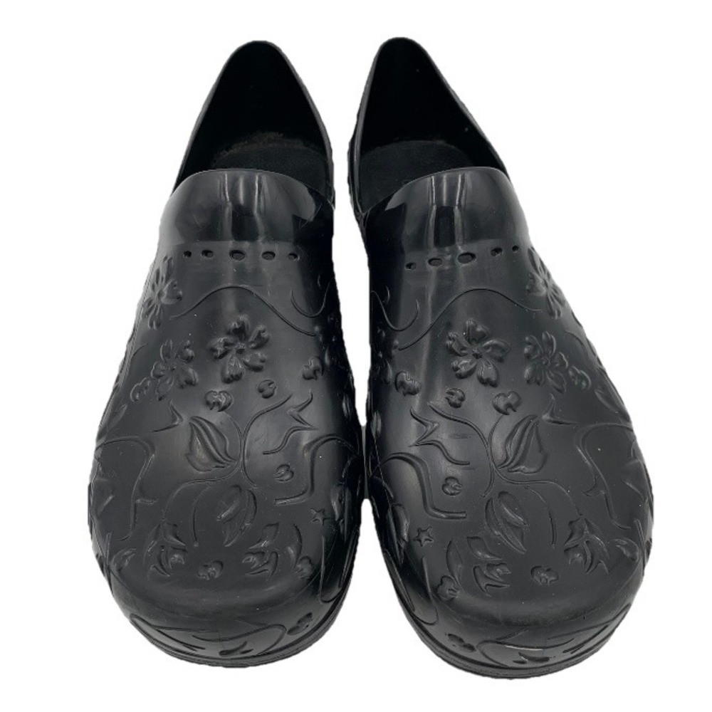 Dansko Pixie Black Floral Embossed Clogs Rubber E… - image 2
